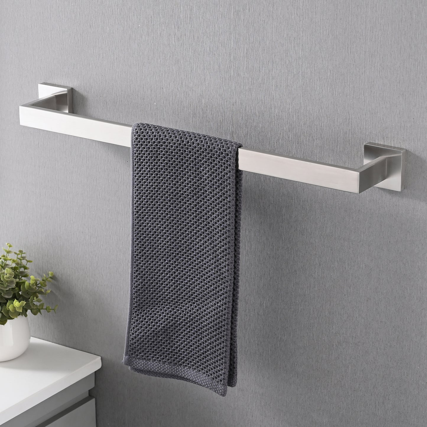 5-Piece SUS304 Bathroom Set Towel Bar Ring Hooks TP Holder, Brushed Finish