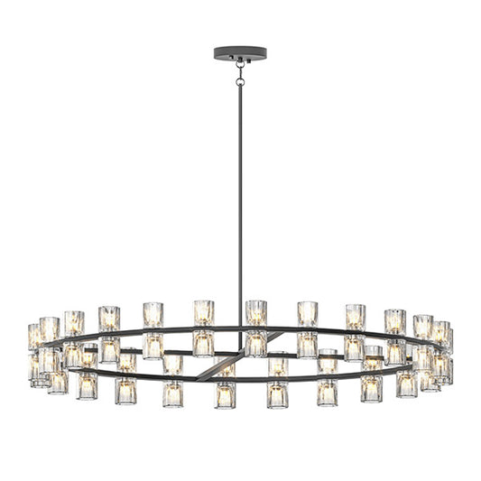L005030-D48-P48B,W1340P310779, 48 Inches Luxury Chandeliers Crystal Living Room Decorative Lights Simple Modern Dining Room LED Lighting,for Home Decor Black ,Bulbs Included