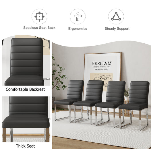 2-Pack - Premium PU Office Dining Chairs With High-density Foam, Sturdy Iron Legs Electroplate Spray Paint , Multiple Colors. Easy Assembly.W1151134524