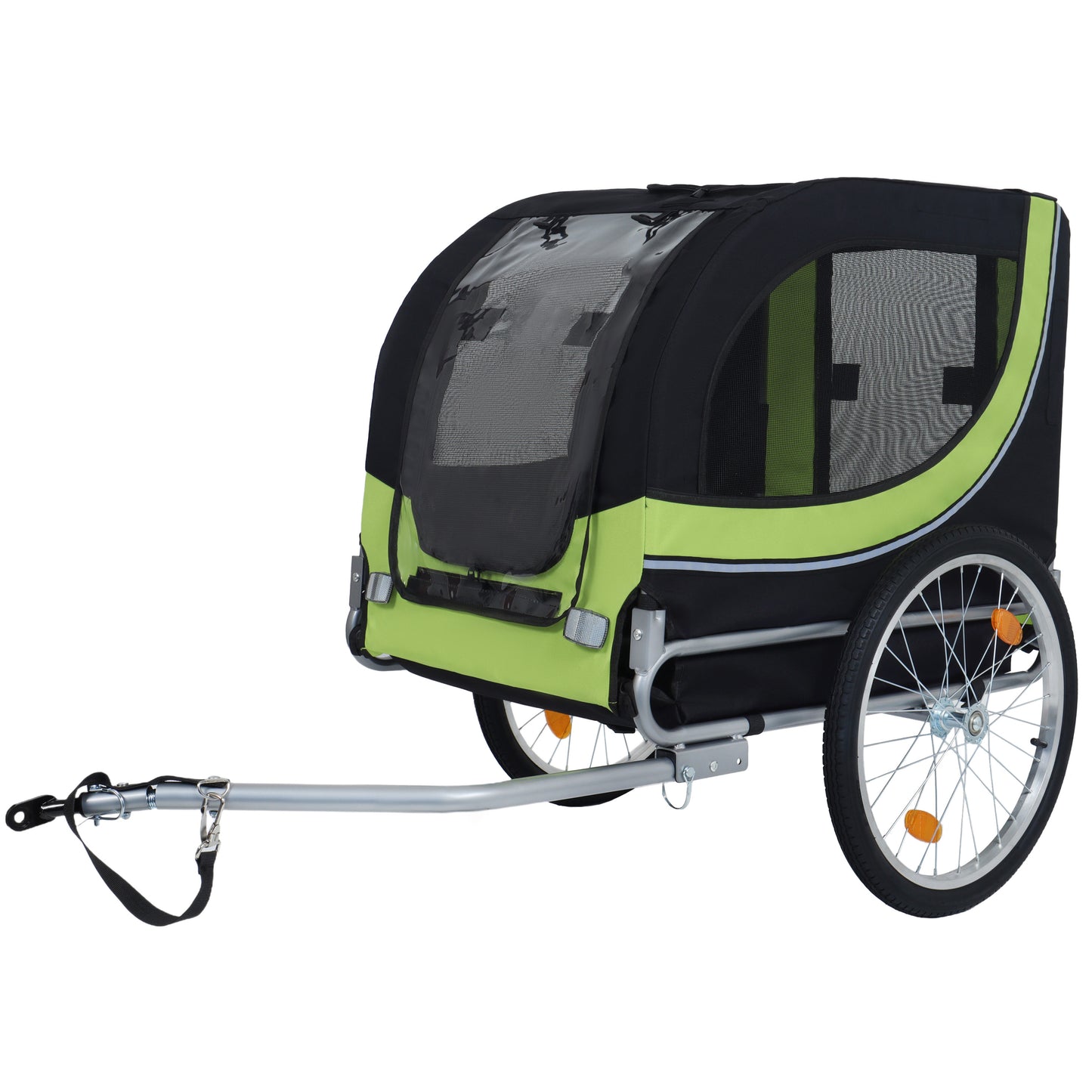 Large Folding Bike Trailer For Dogs - 66LB Capacity All-Terrain Pet Carrier, Durable Steel Frame For Cycling, Jogging, Camping & Outdoor Adventures, Black- Green