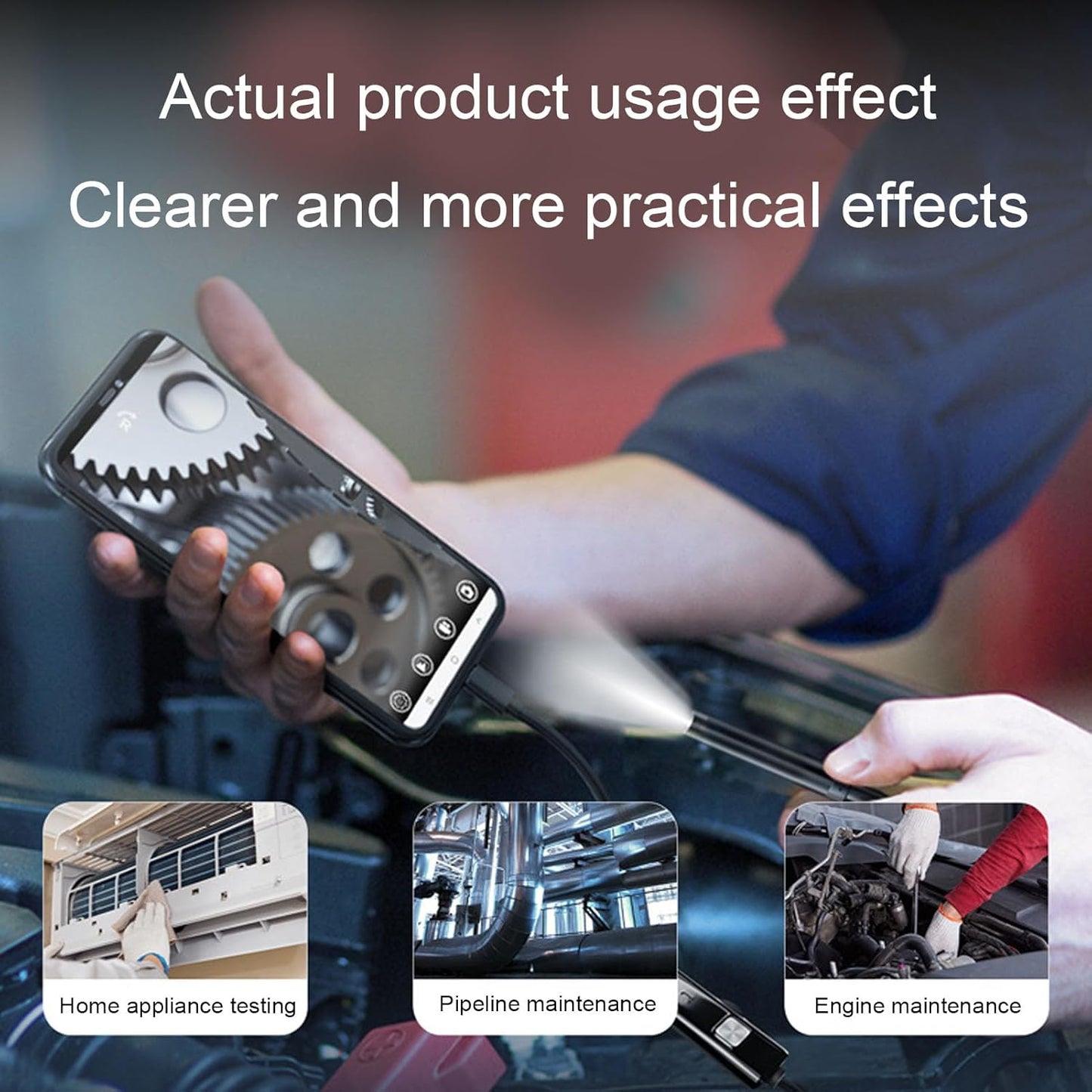 Dual-Lens Endoscope With Light 4.3-inch Screen, 32GB Memory Card, 16.5 Feet