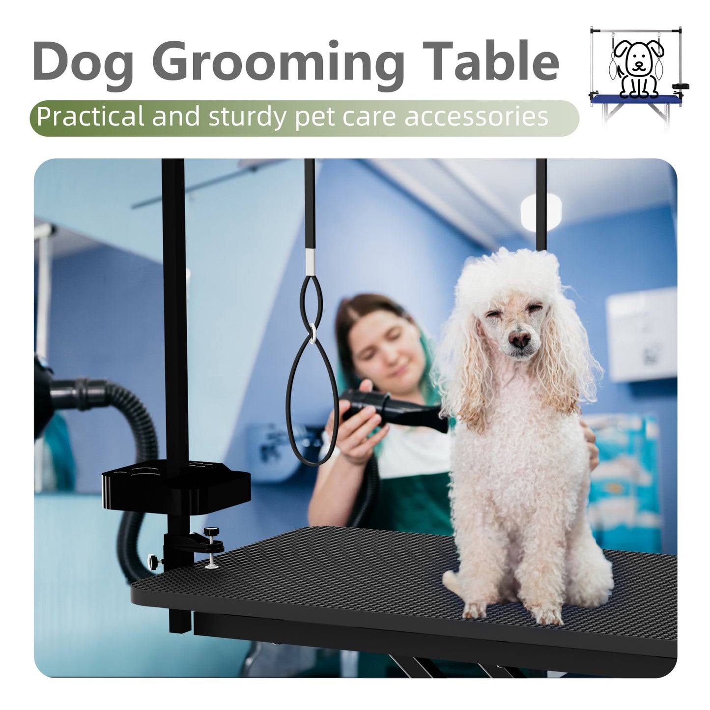 47 Black Large Dog Grooming Table X-Lift Foldable Grooming Table For Dogs At Home Adjustable Height Arms Pet Station With Nooses, Tool Organizer