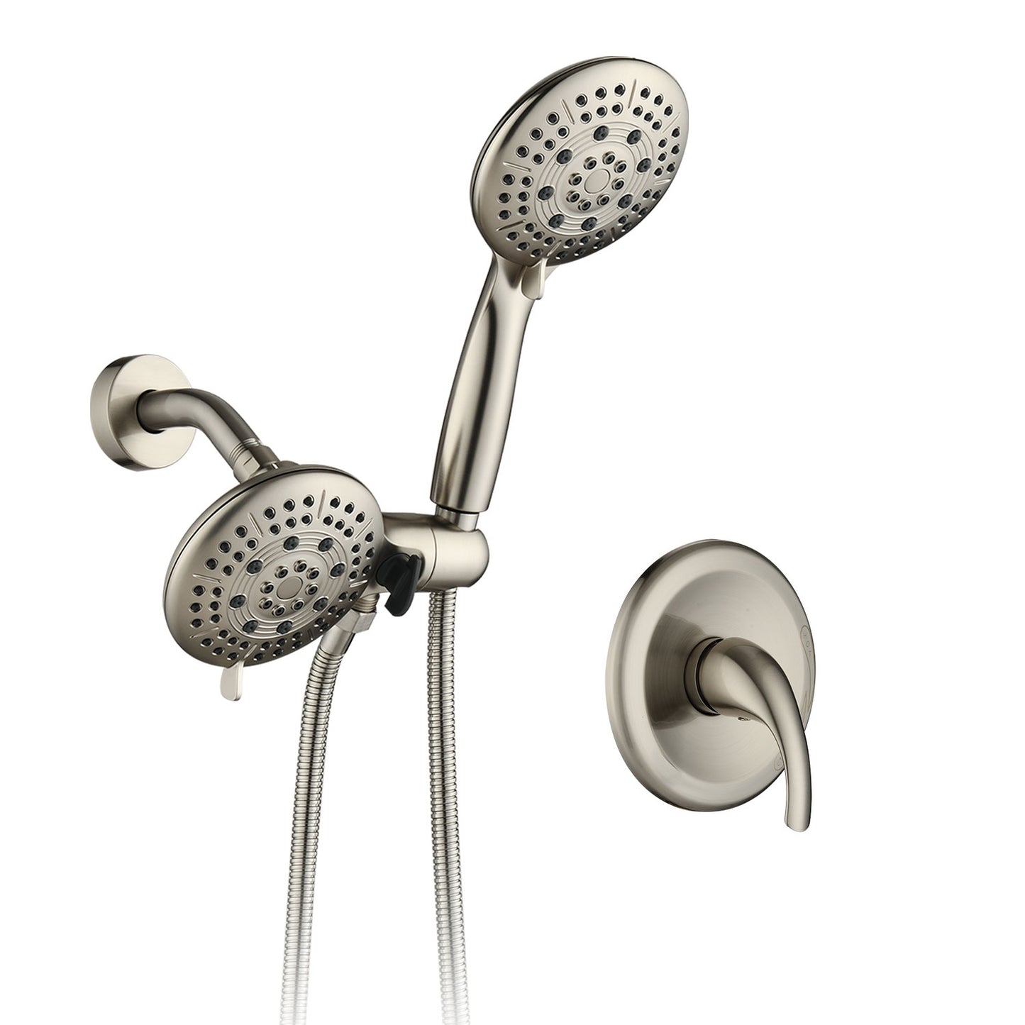Classic High Pressure Single Handle 6-Spray Patterns Rain Shower Head With Handheld Shower Valve Included