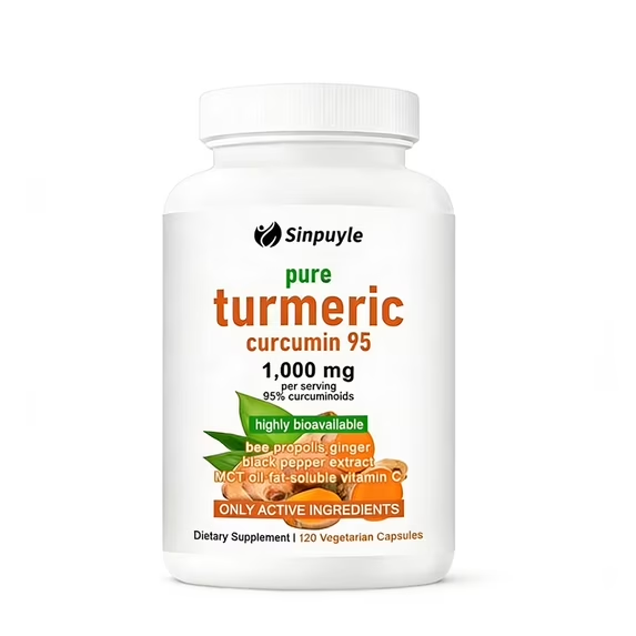 Pure Turmeric Curcumin 1000mg 120 Capsules With Ginger Black Pepper And Vitamin C For Joint Health