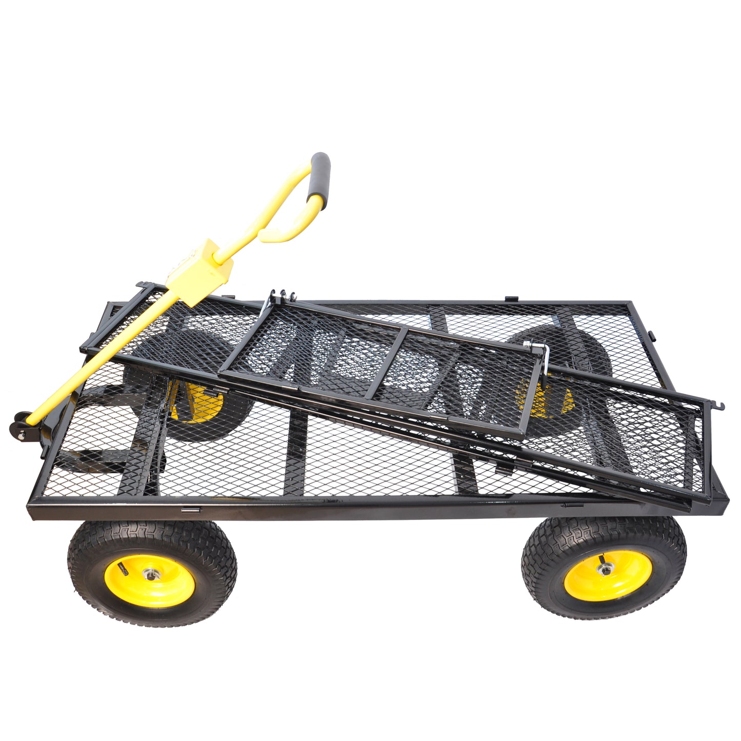 BIG Wagon Cart Garden Cart Trucks Make It Easier To Transport Firewood Yellow Black Maximum Static Load Is 880 Lbs.