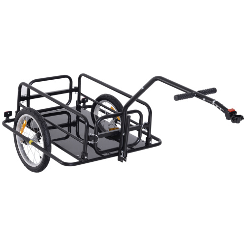 Aosom Bike Cargo Trailer, Bicycle Trailer, Heavy-Duty Bike Wagon Cart, Foldable Compact Storage, With Universal Hitch, 16 Wheels, 88 Lbs. Capacity, Black