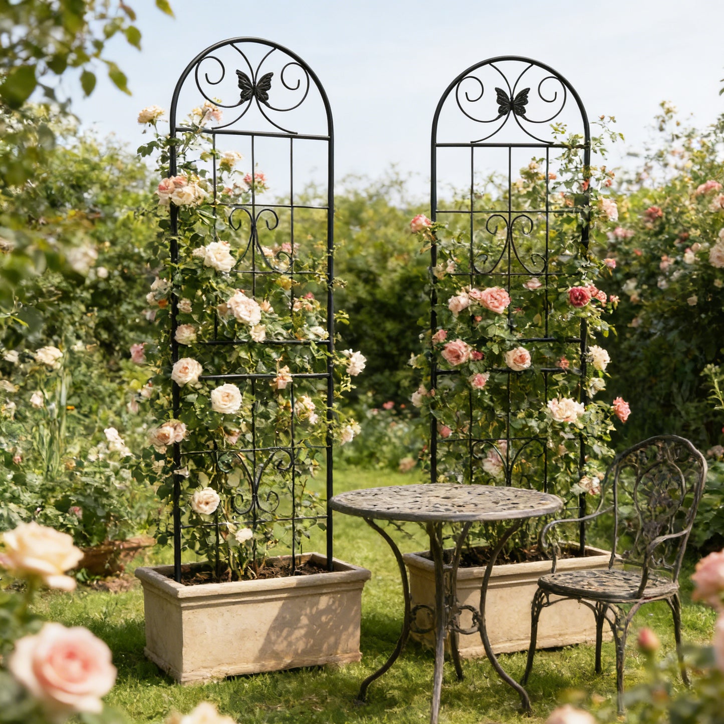 2 Pack Metal Garden Trellis 71 X 19.7 Rustproof Trellis For Climbing Plants Outdoor Flower Support Black