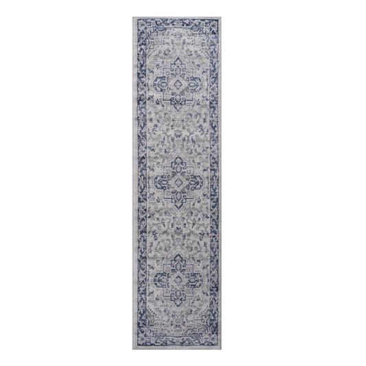 MARFI 2X8 Blue Grey Oriental Runner Rug