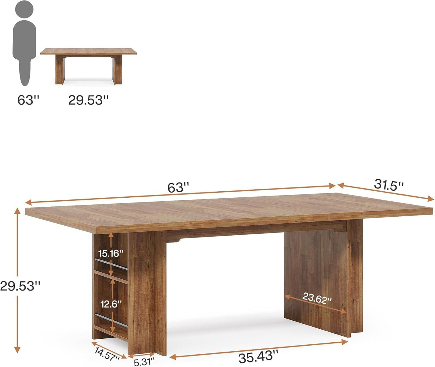 62.99-Inch Computer Desk, Modern Executive Office Desk, Large Long Writing Table With Storage Shelves