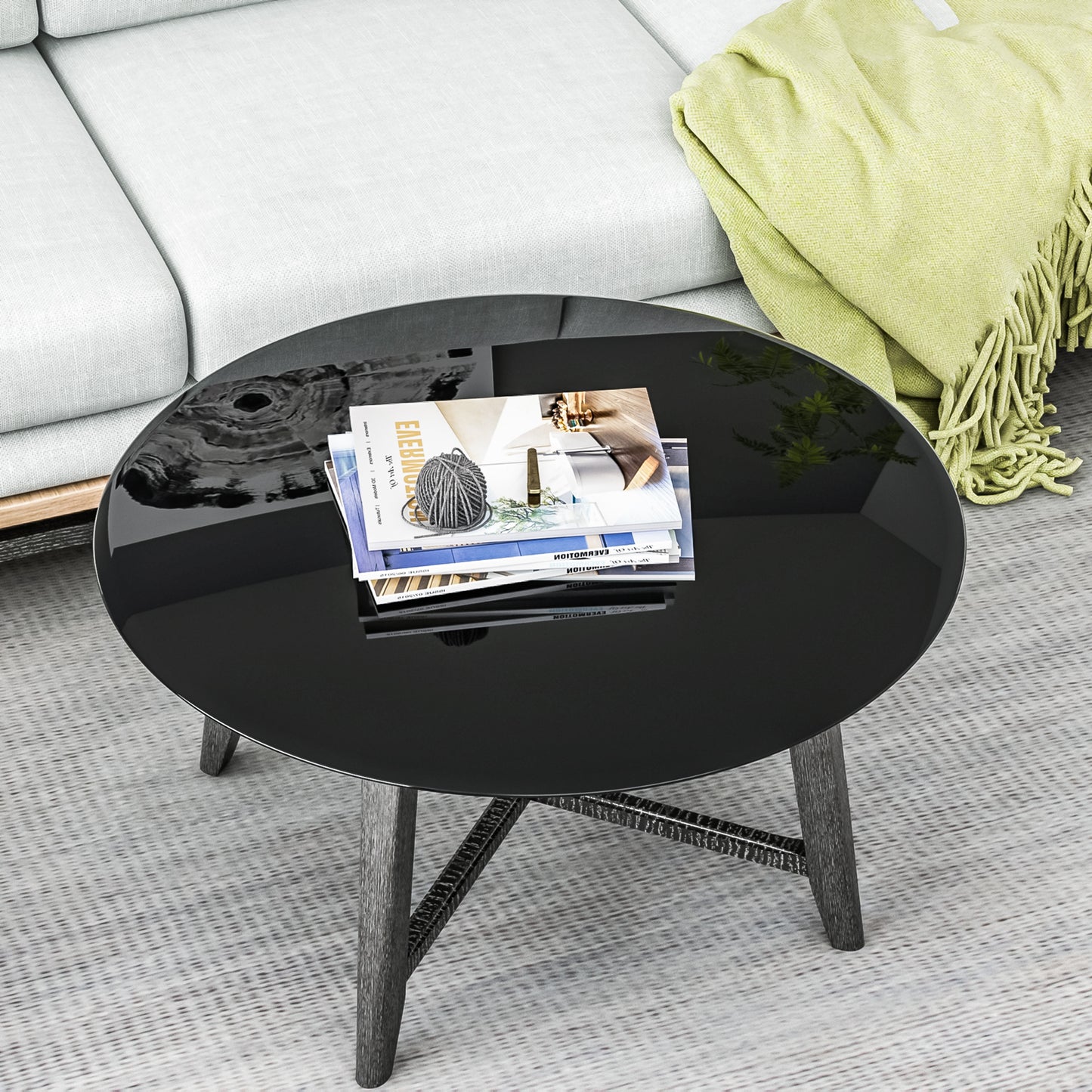 32 Inch Round Tempered Glass Table Top Black Glass 2 5 Inch Thick Beveled Polished Edge