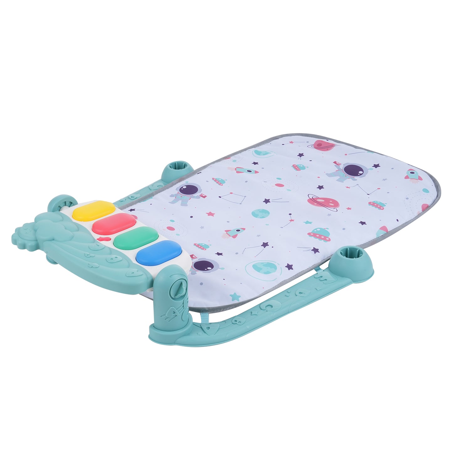 Baby Play Mat With Piano Keyboard & Deatchable Hanging Toys, Kick And Play Musical Activity Gym, Tummy Time Crawling Mat For Infants 0-12 Months, 4 Colorful Hanging Toys And Sun Flower Mirror