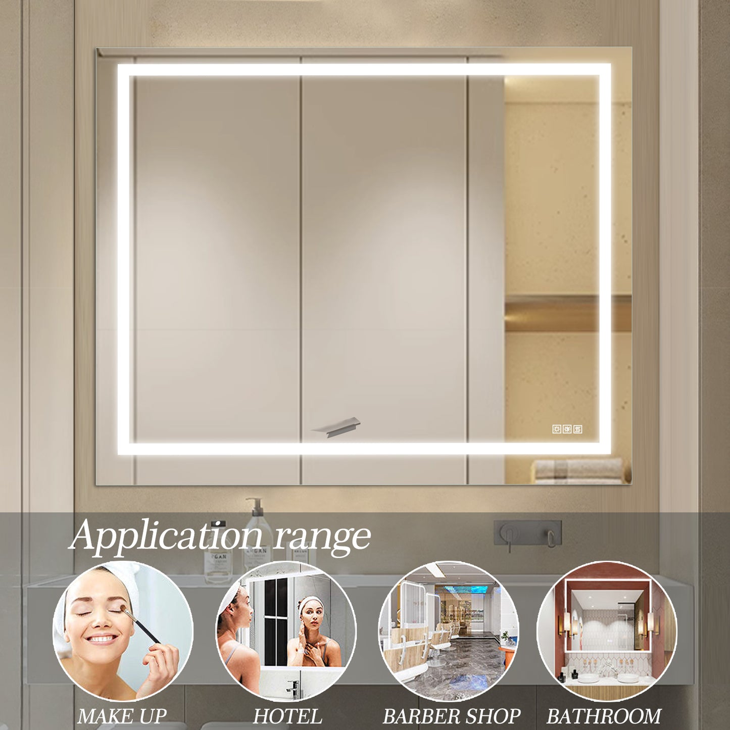48 X 36 LED Bathroom Mirror With Anti-Fog And Touch Sensor -Modern Frameless Lighted Wall Mirror For Bathroom Vanity, Shower Room, Or Dressing Area