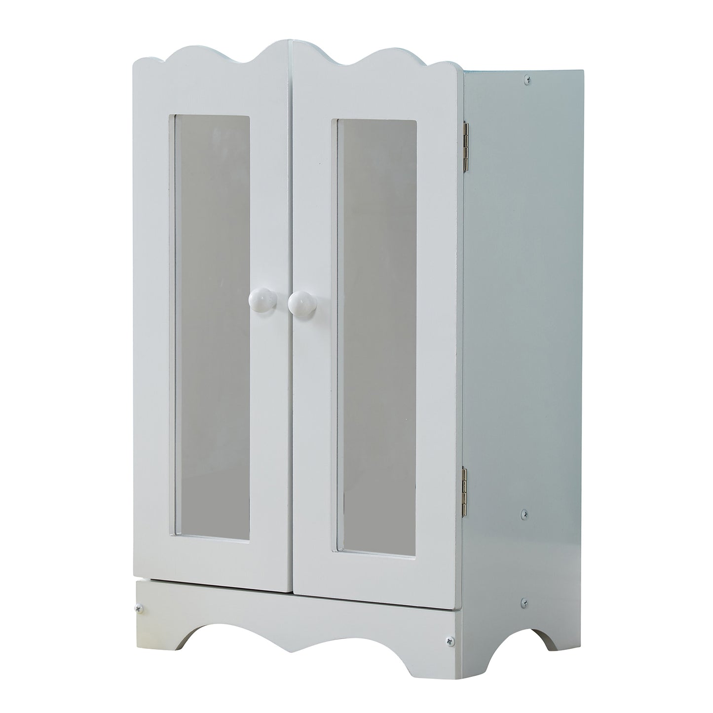 Wooden Baby Doll Closet With Mirror 6 Hangers 18 Inch Doll Clothes Storage Furniture Wardrobe For Over 3 Years Kids White
