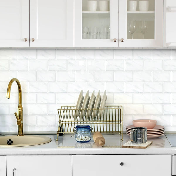 10pcs, Self-Adhesive Tiles 12x12 Inch Vintage 3D Self-Adhesive Backsplash Wall Tiles - High Temperature Resistant Wall Tiles, For Kitchen, Bathroom, Laundry Room (5 Square Feet) Quick Stick