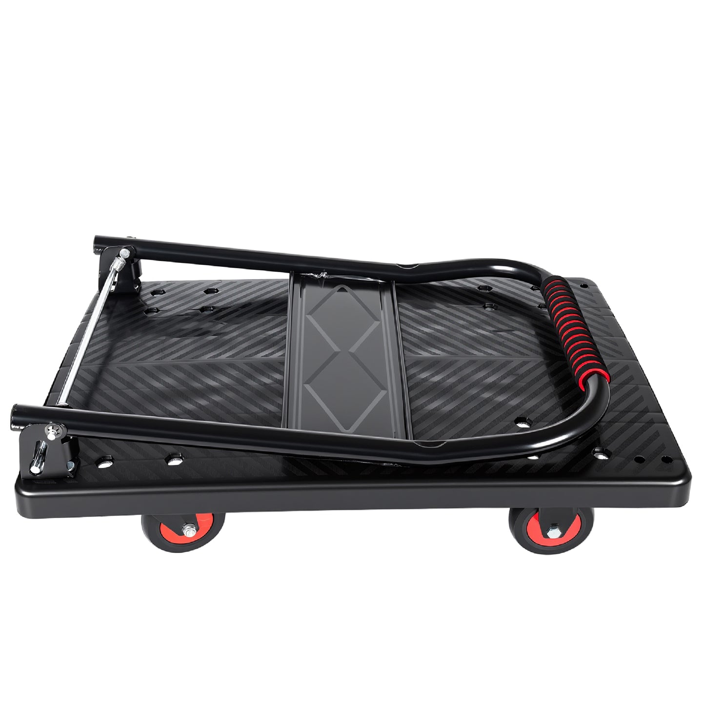 28- 3 4 Long X 18- 3 4 Wide Platform Truck Foldable Handcart With 4 TPR 360- Degree Silent Wheels 330lbs Heavy- Duty Push Dolly Cart 4 Steel Load- Bearing Beams For Warehouse Garage Home Use