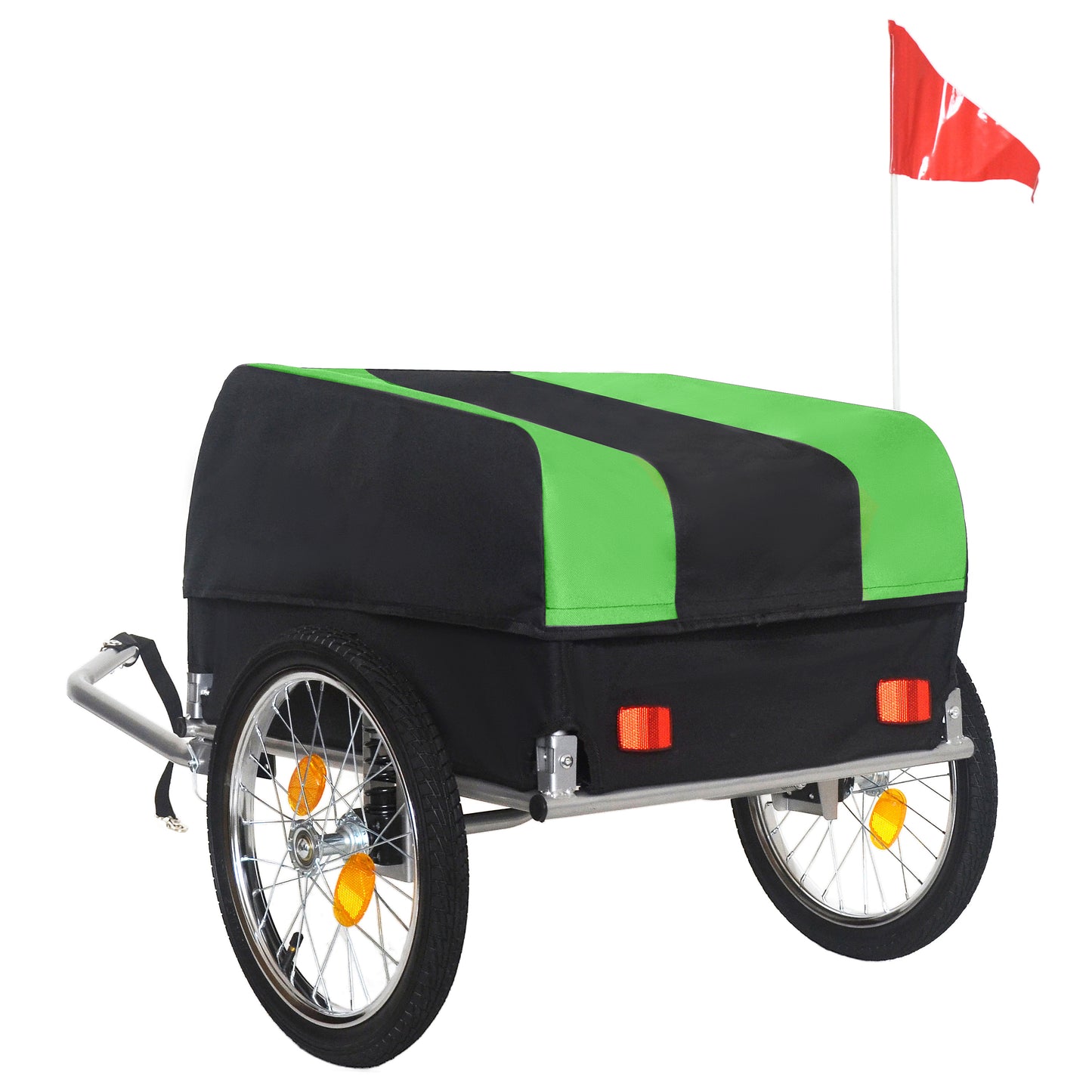 Heavy- Duty Bike Cargo Trailer With Removable Waterproof Cover - 88 Lbs Capacity 16 All- Terrain Wheels & Foldable Design For Camping Groceries Green Black