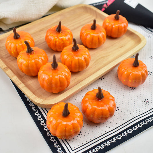 12Pcs Artificial Pumpkins Small Simulation Vegetable Decorating Thanksgiving Day Wreath Decorative Accessories 5.2cm H 4.2cm Dia