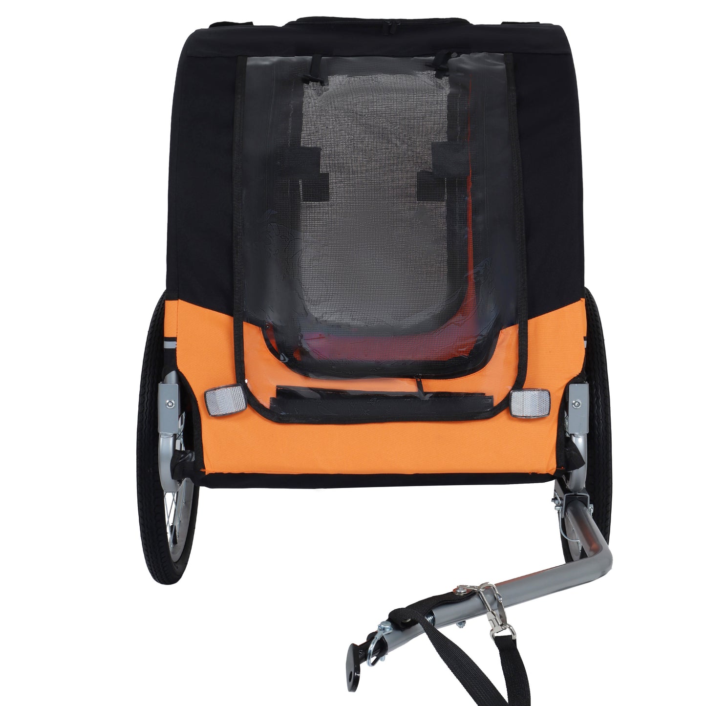 Large Folding Bike Trailer For Dogs - 66LB Capacity All-Terrain Pet Carrier, Durable Steel Frame For Cycling, Jogging, Camping & Outdoor Adventures, Black- Orange