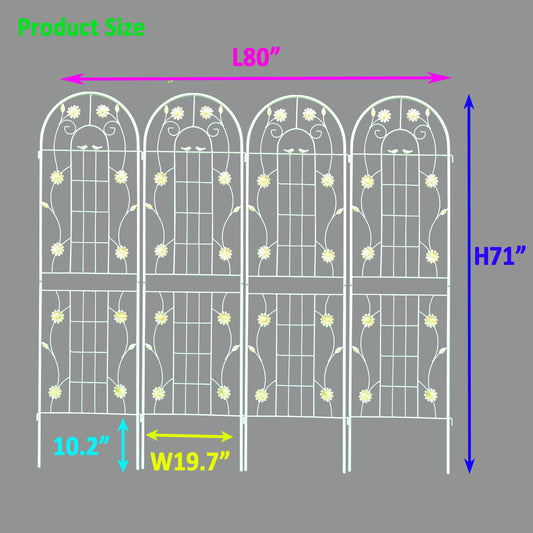 4 Pack Metal Garden Trellis 71 X 19.7 Rustproof Trellis For Climbing Plants Outdoor Flower Support Cream White