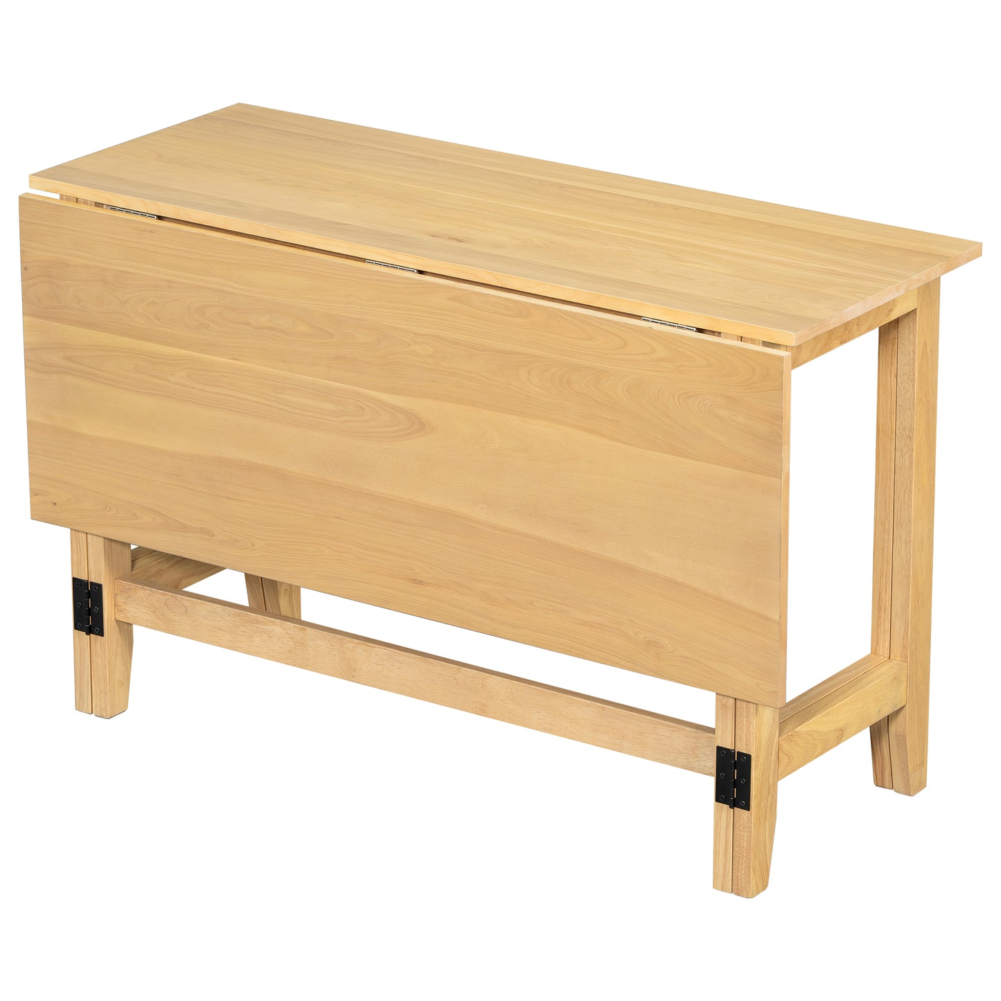TOPMAx Farmhouse Wood Extendable Dining Table With Drop Leaf For Small Places Natural