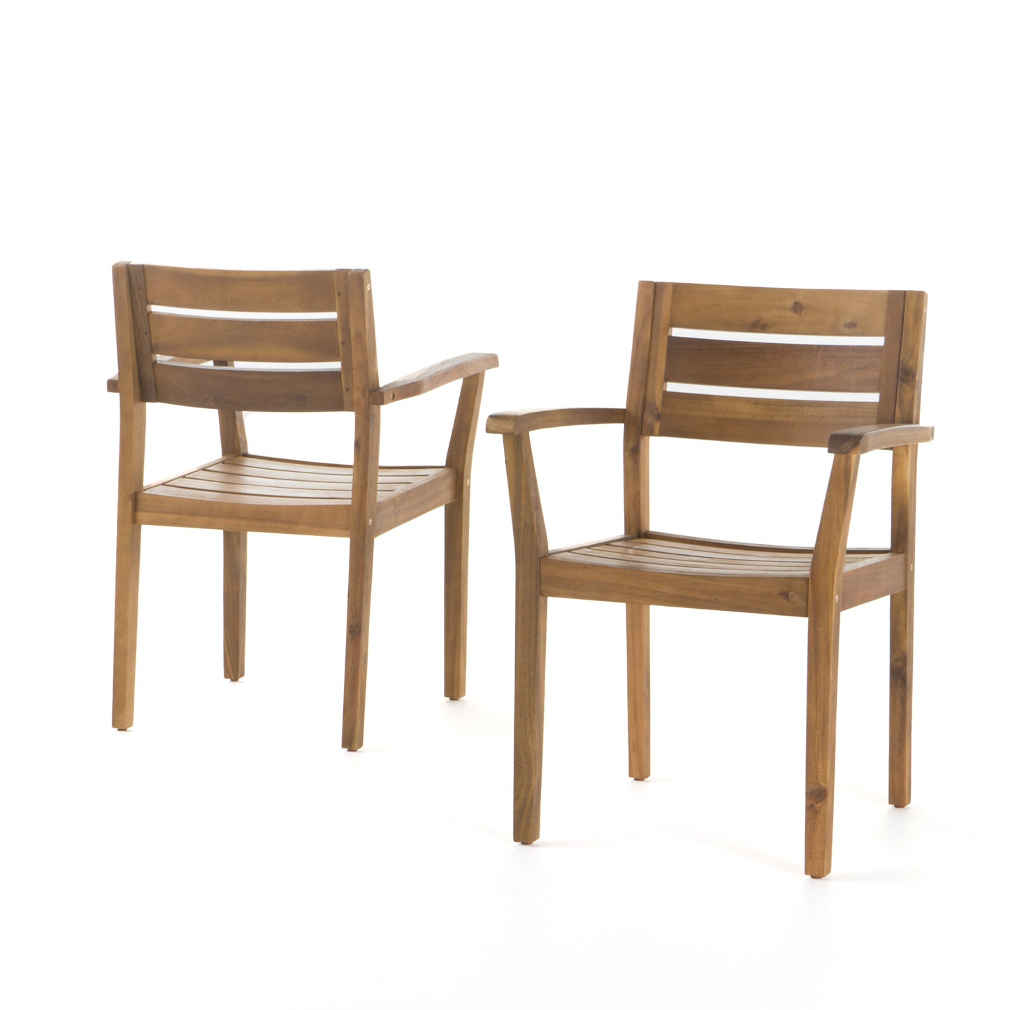 STAMFORD Dining Chairs Set Of 2,Acacia Wood Patio Armchair,for Backyard, Poolside, Garden,Teak