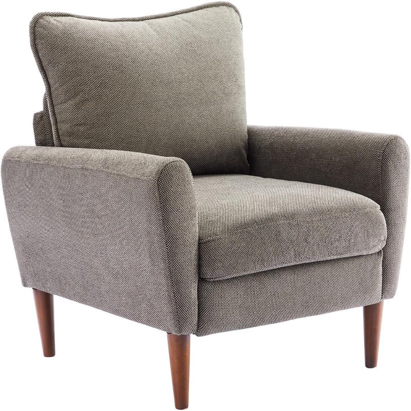 A Reading Chair With Cushioned Seat And Wooden Legs, Along With A Wide Single-person Modern Leisure Sofa