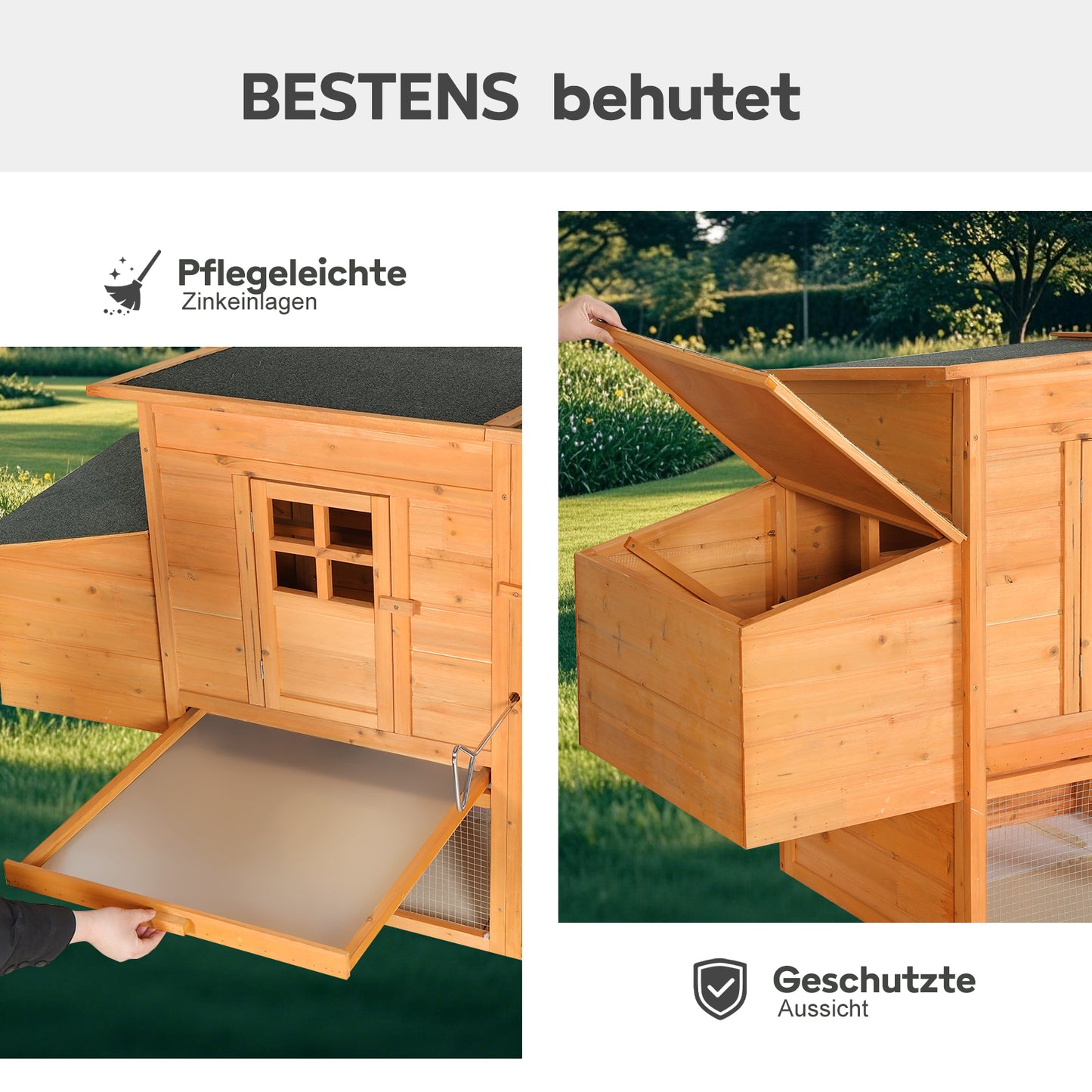 Extra-large Wooden Chicken Coop, Outdoor Unit That Can Be Easily Assembled And Stable, Indoor With Cleaning Tray And Waterproof Roof