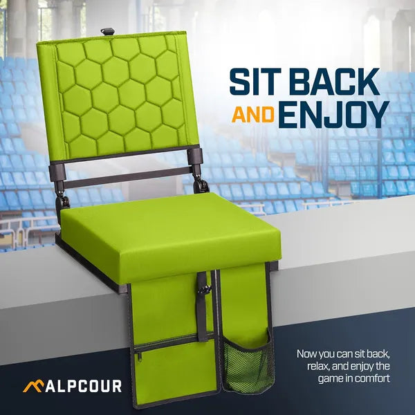 Alpcour Folding Reclining Stadium Seat With Back Support For Bleachers