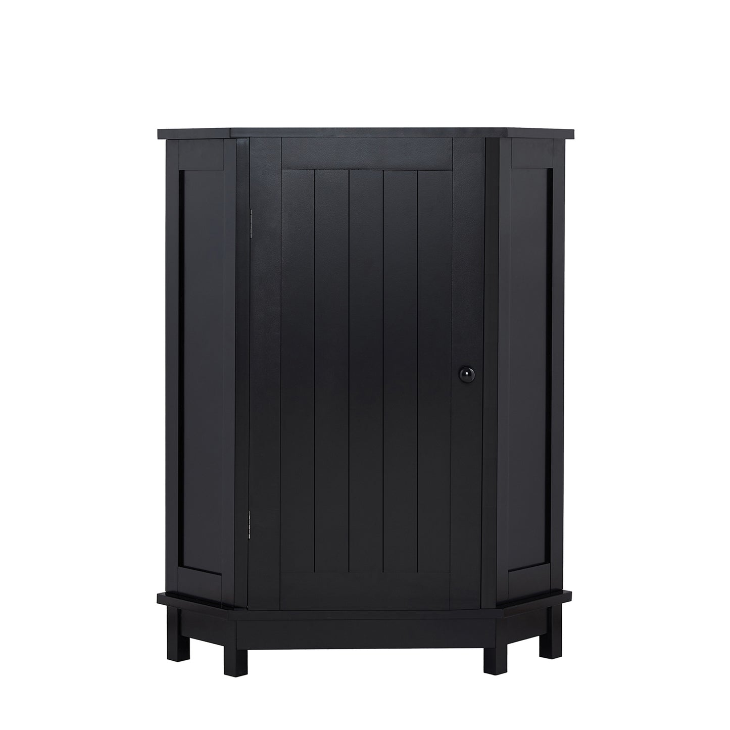 Black Bathroom Cabinet Triangle Corner Storage Cabinet With Adjustable Shelf Modern Style MDF Board