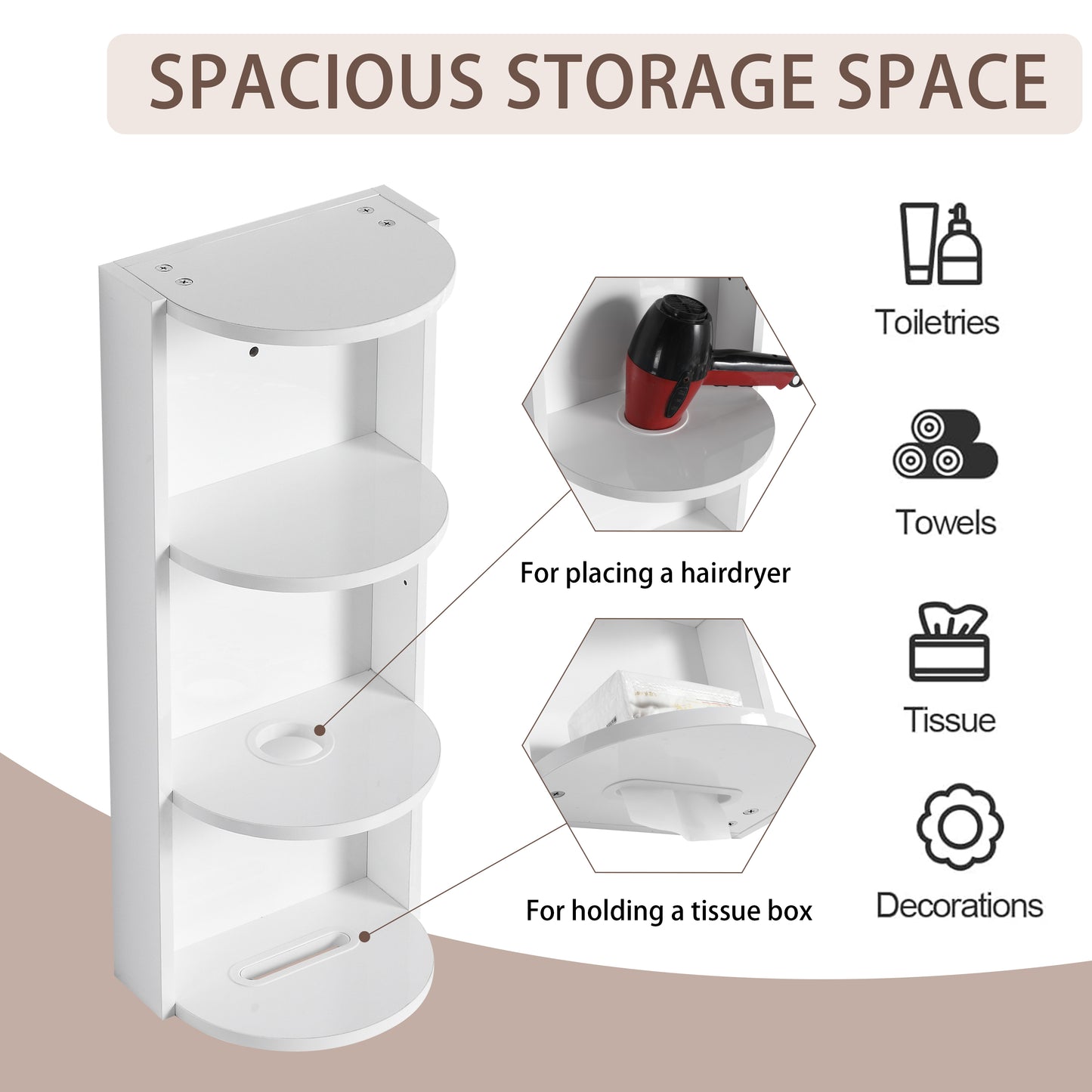 12 Bathroom Wall- Mounted Storage Rack Float Mounting Design KD- Packing