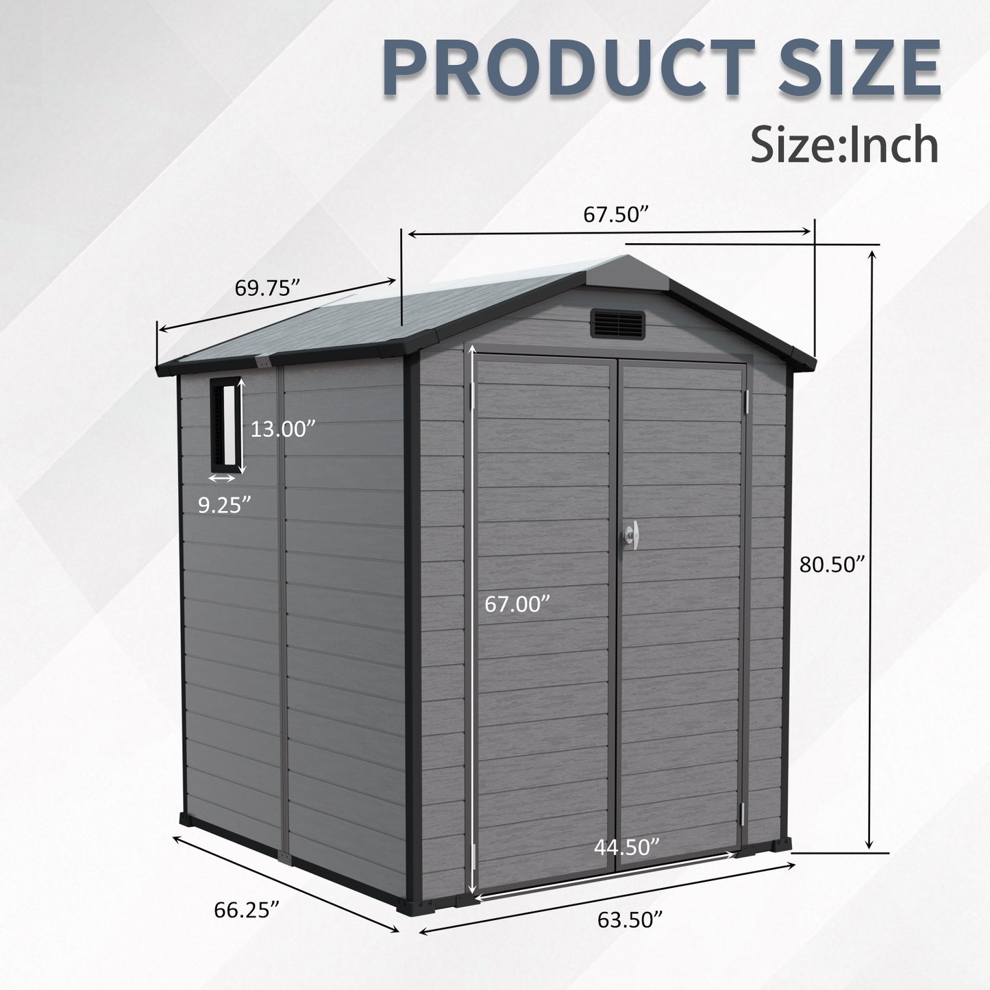 6x6 FT Plastic Outdoor Storage Shed - Lockable Resin Tool Shed With Window & Floor, Dark Gray