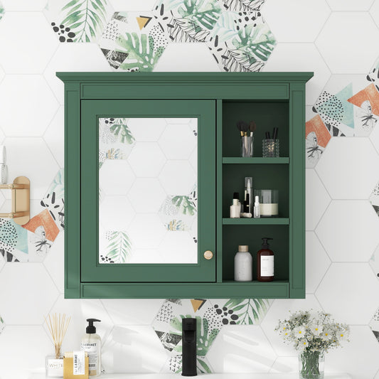 30 X 28 Medicine Cabinet, Wall Mounted Bathroom Storage Cabinet, Modern Bathroom Wall Cabinet With Mirror,Medicine Cabinet, Mirror Cabinet With 3 Open Shelves Not Include Bathroom Vanity