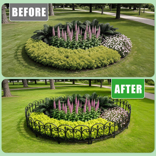 10 Packs Garden Decorative Lawn Edging Border PP Garden Fence Panels Easy Assembly Outdoor Flower Bed Landscape Fencing No-Dig Spikes With Gloves Total 19.3FT