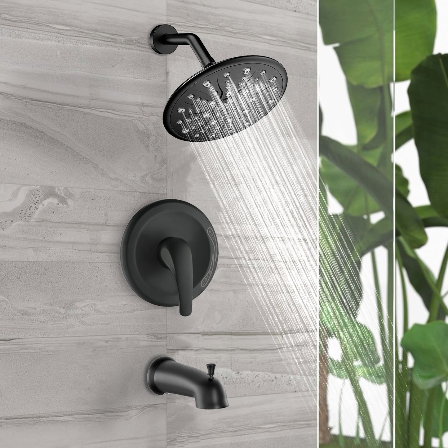 Single Handle Rain Showerhead With Handheld Shower Combo Set With Tub Spout Valve Included