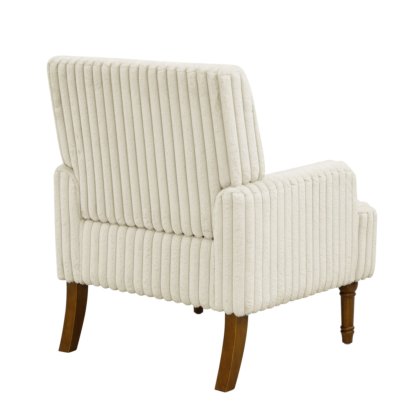 Modern Accent Chair With 2 Wide Wale Corduroy, 9 Solid Wood Legs, Comfortable Upholstered Armchair In Beige For Living Room