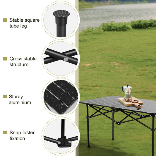 95cm Portable Carbon Steel Camping Table Outdoor Folding Camping Table Portable Ultralight Camping Table Roll-Up Camping Table Folding
