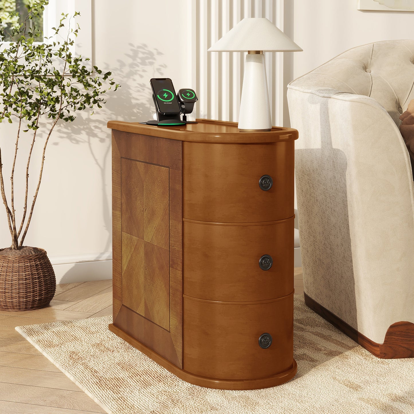 End Table With Charging Station, Sofa Side Table With Drawers, No Assembly Required, Expect Arrival Date 2025 5 27