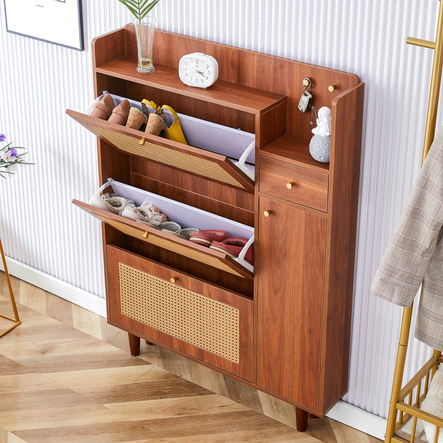 The Modern Minimalist MDF Shoe Cabinet, Suitable For A Variety Of Styles Including Nordic, And Industrial