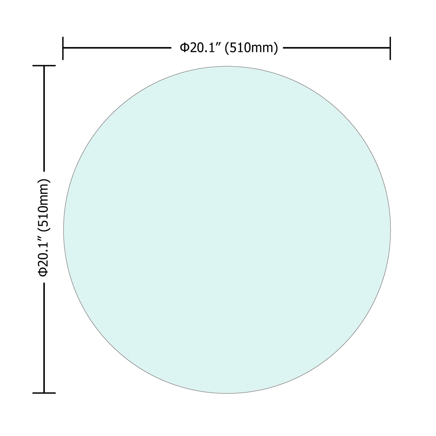 20 Inch Round Tempered Glass Table Top Clear Glass 0.25 Inch Thick Round Polished Edge
