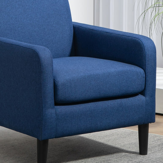 Faux Linen Upholstered Accent Chair, Modern Armchair With Solid Wood Frame, Single Sofa Chair For Living Room Bedroom