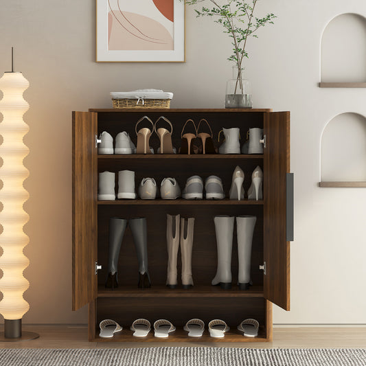 Shoe Storage Cabinet, Wooden Shoe Cabinet With Doors Modern Shoe Organizer With Adjustable Shelves,for Entryway, Hallway, Living Room