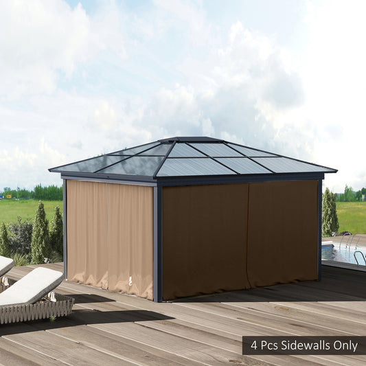 9.84' X 9.84' Gazebo Sidewall Set With Hooks/C-Rings, Brown