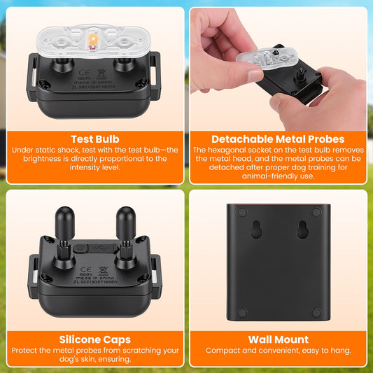 2 In 1 Wireless Dog Fence System With Training Collar Invisible Dog Fence IP68 Waterproof With 722FT Adjustable Range Beep Vibration Static Shock