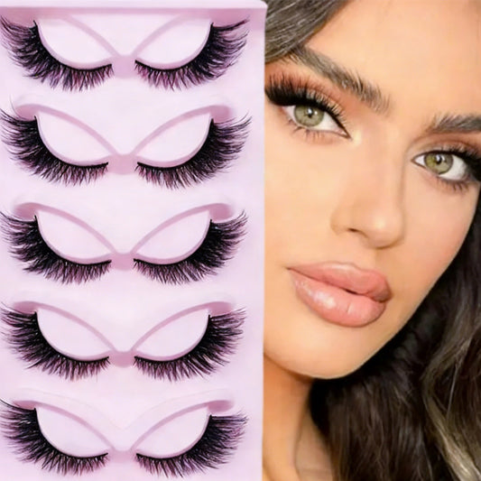 5 Pairs False Lashes Eyelashes Extension Cluster, Faux Mink Fluffy Long Full Look Eye Bottom, Dramatic Cosmetic Makeup