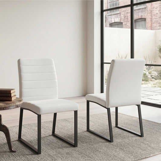 2-Pack - Premium PU Office Dining Chairs With High-density Foam, Sturdy Iron Legs Spray Paint , Multiple Colors. Easy Assembly