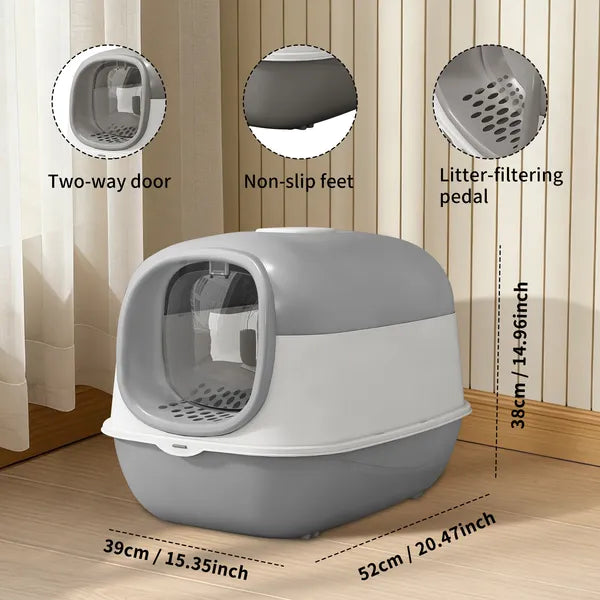 Thick Material Gray E24 Cat Litter Box, Stable And Durable Structure, More Reliable Cross-border Quality