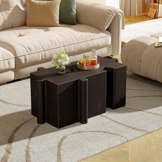 Puzzle Art Side Table, Modular Convex Edge MGO Table - Buy Singles Or Combine For Custom Layouts, Indoor & Outdoor,Antique Copper Color