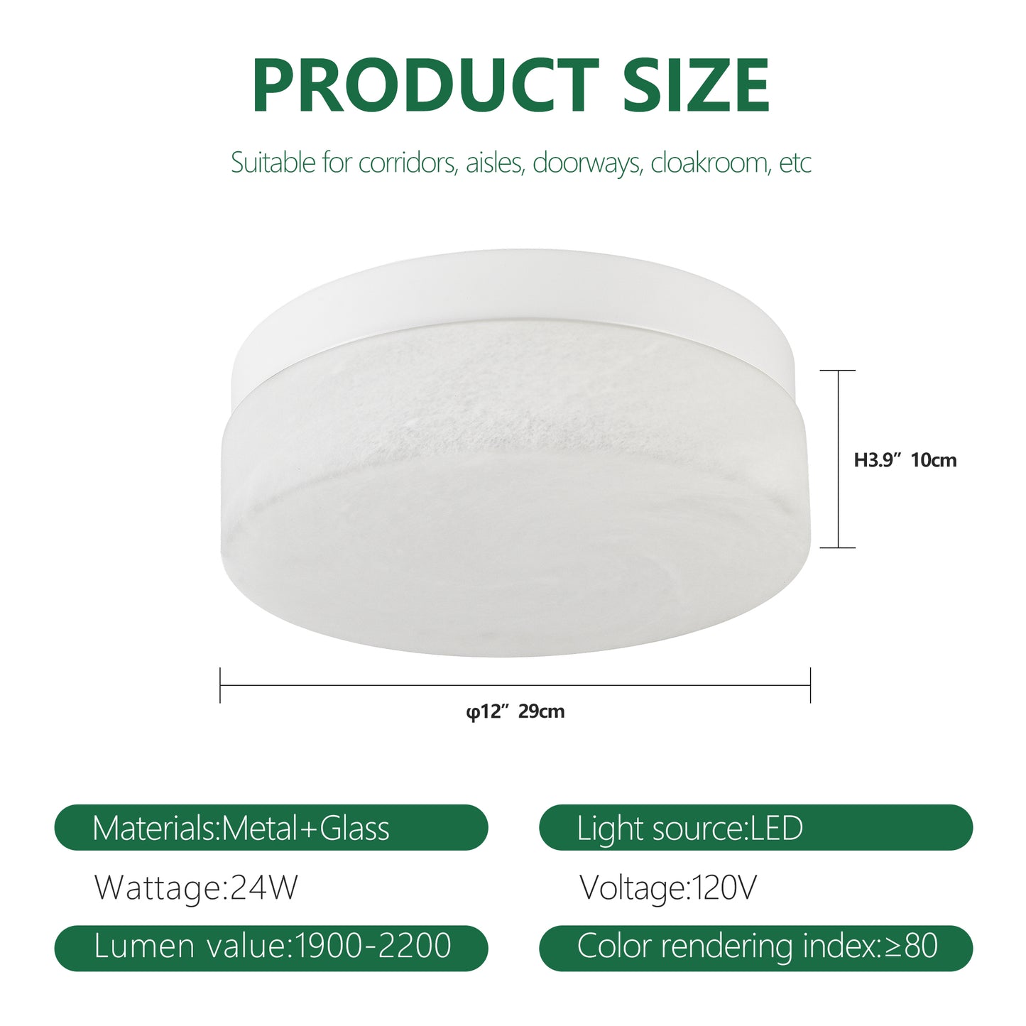 12 Inch LED Ceiling Light, 24W Flush Mount Ceiling Light,Round Low Profile Ceiling Lights For Bedroom, Living Room, Dining Room White
