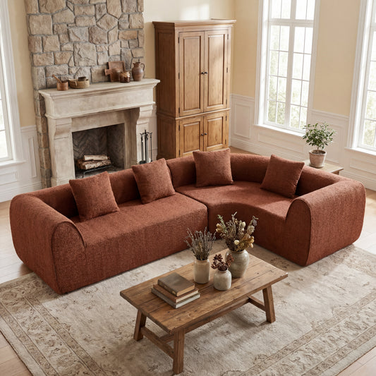 110 Modern Curved L-Shaped Modular Sectional Sofa With High-Density Fully Compressed Sponge, 2-Piece Set, Fully Assembled Right Hand Facing, Perfect For Living Room, Lounge