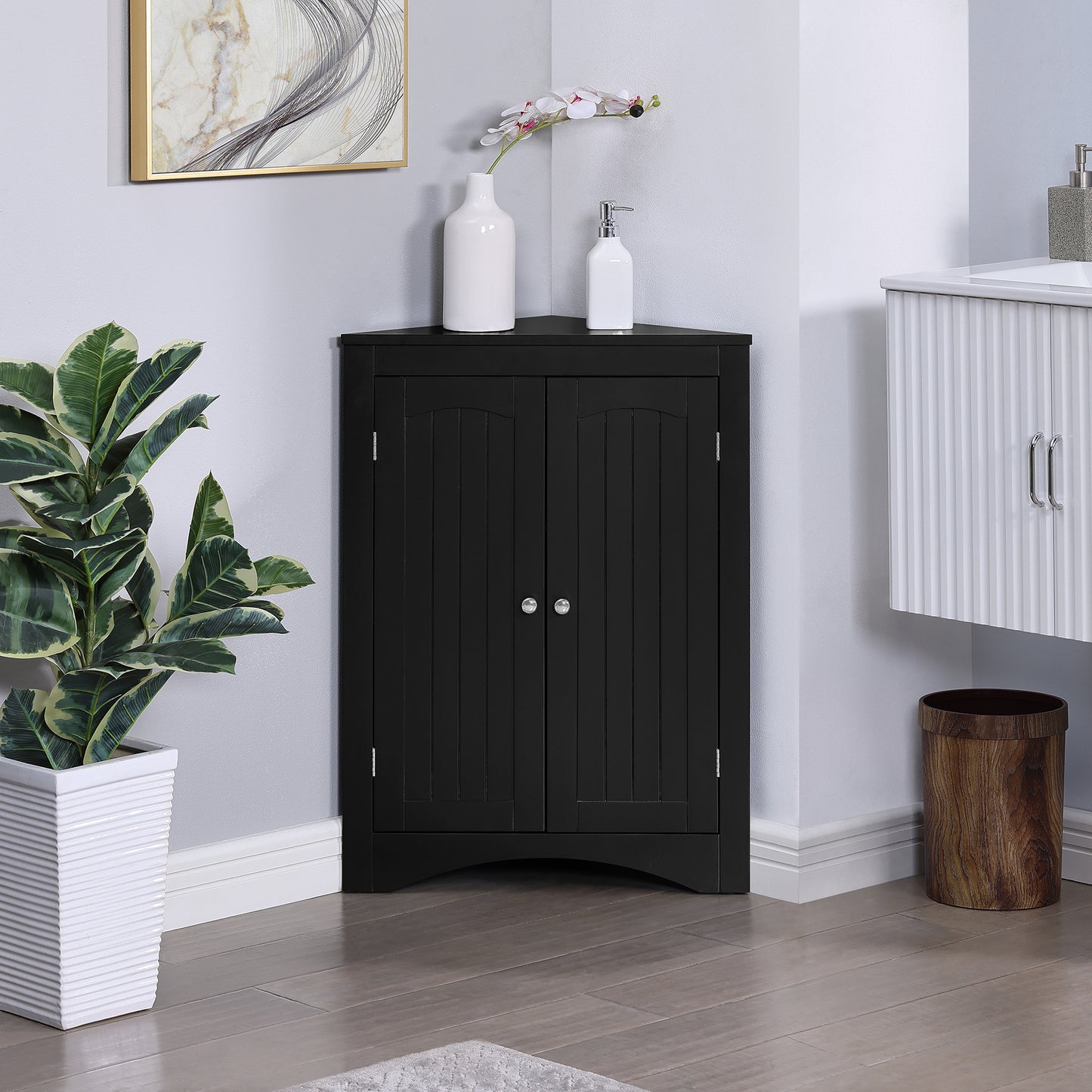 Sideboard Cabinet,corner Cabinet,Bathroom Floor Corner Cabinet With Doors And Shelves, Kitchen, Living Room,Free Standing Storage Cabinet For Bathroom